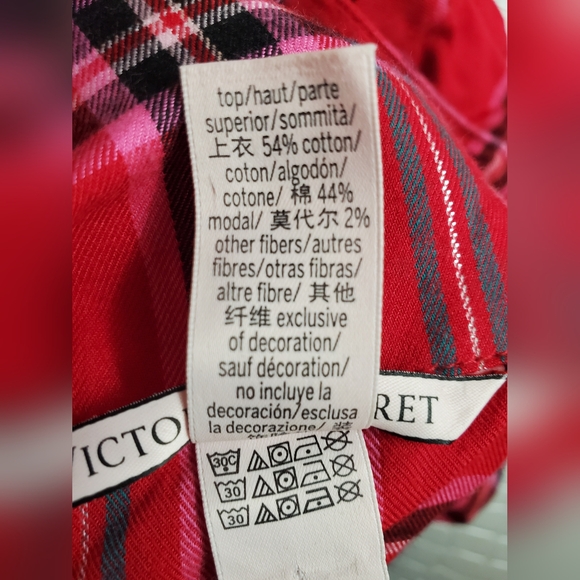 Victoria's Secret Pajama Set Red Plaid Top & Bottom Pants Long Sleeve - Picture 5 of 14